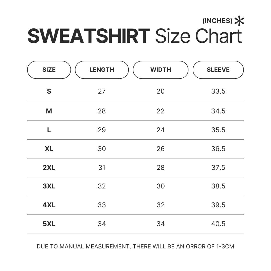 Sweatshirt Size Chart - Terraria UK Shop
