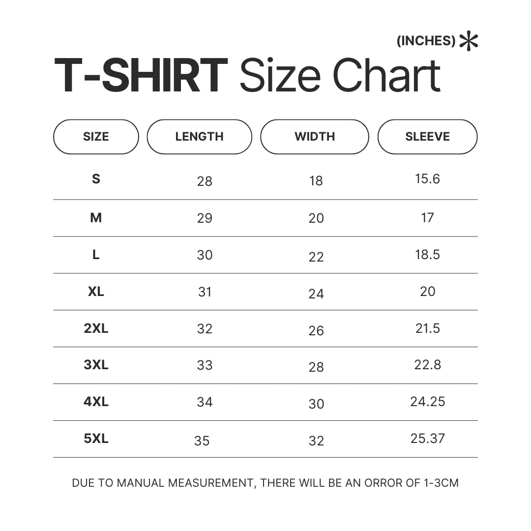 T shirt Size Chart - Terraria UK Shop