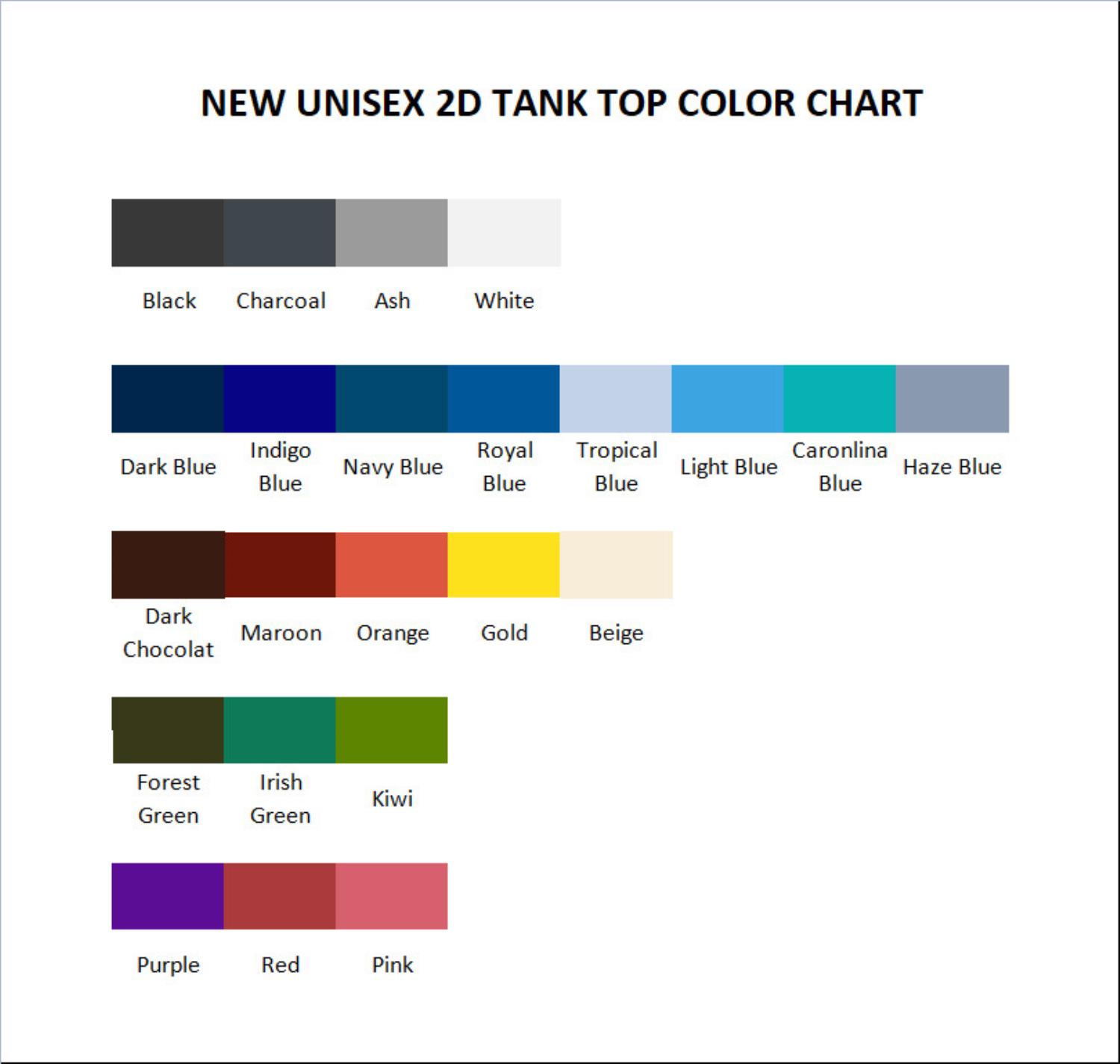 tank top color chart - Terraria UK Shop