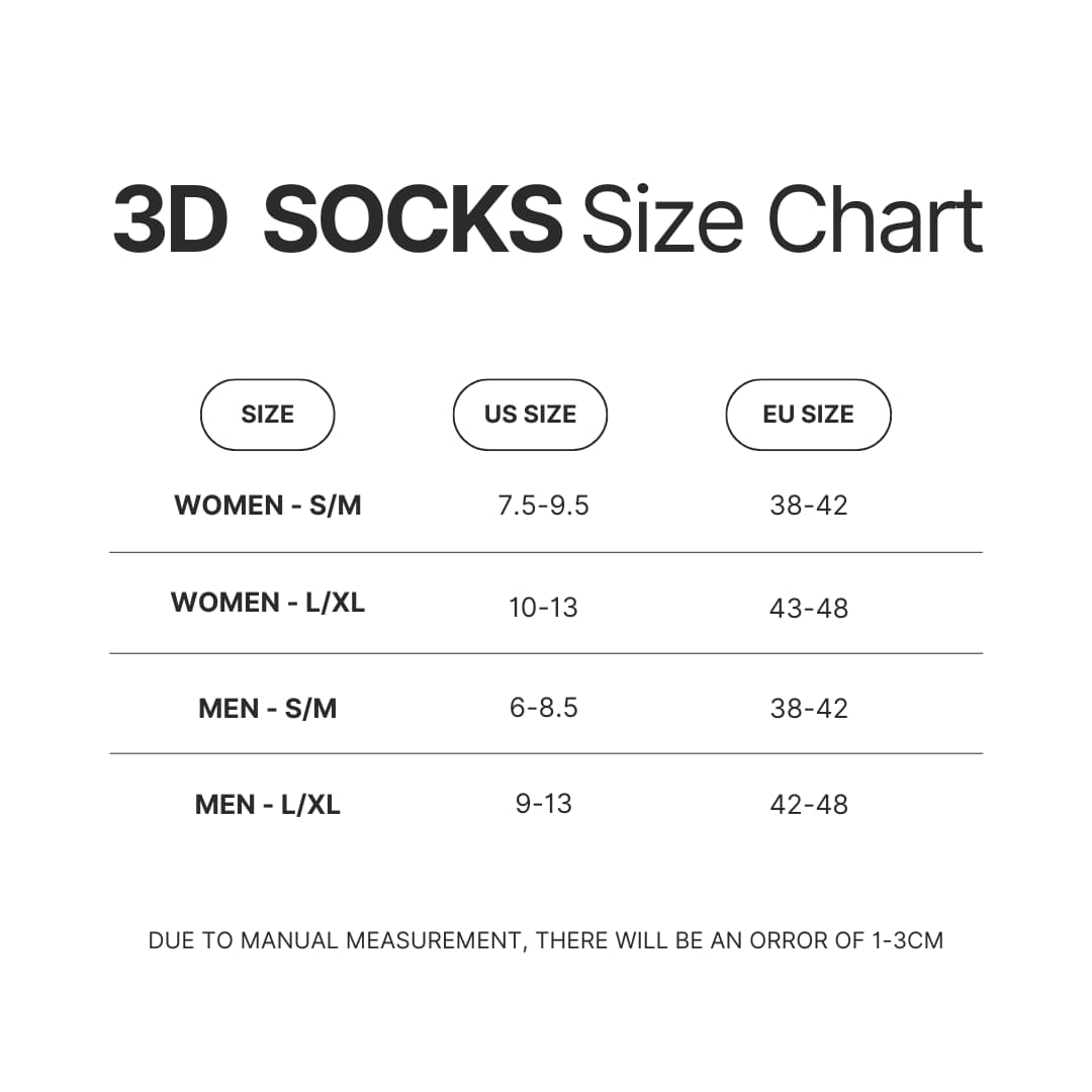 3D Socks Size Chart - Terraria UK Shop