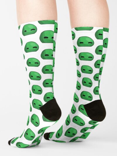 Alternative view of Sleepy Green Terraria Slime Drawing Socks